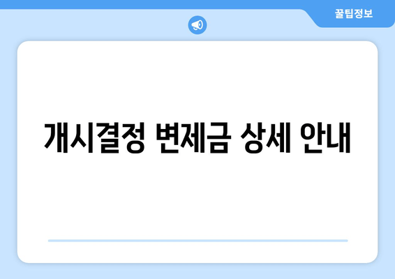 개시결정 변제금 상세 안내