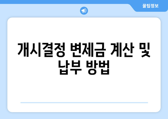 개시결정 변제금 계산 및 납부 방법