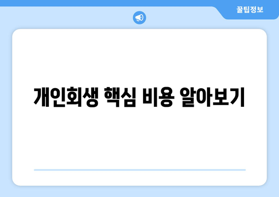 개인회생 핵심 비용 알아보기