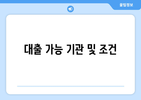 대출 가능 기관 및 조건