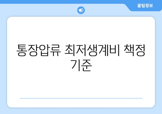 통장압류 최저생계비 책정 기준