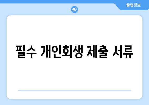 필수 개인회생 제출 서류