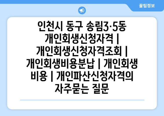 인천시 동구 송림3·5동 개인회생신청자격 | 개인회생신청자격조회 | 개인회생비용분납 | 개인회생 비용 | 개인파산신청자격