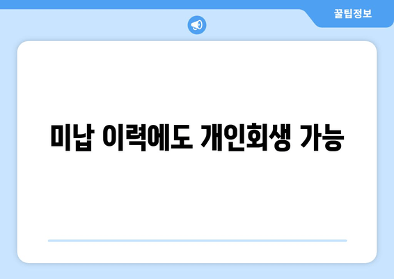 미납 이력에도 개인회생 가능