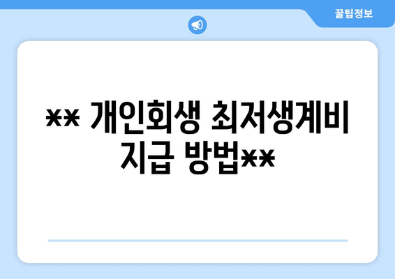 ** 개인회생 최저생계비 지급 방법**