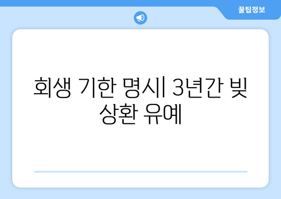 회생 기한 명시| 3년간 빚 상환 유예