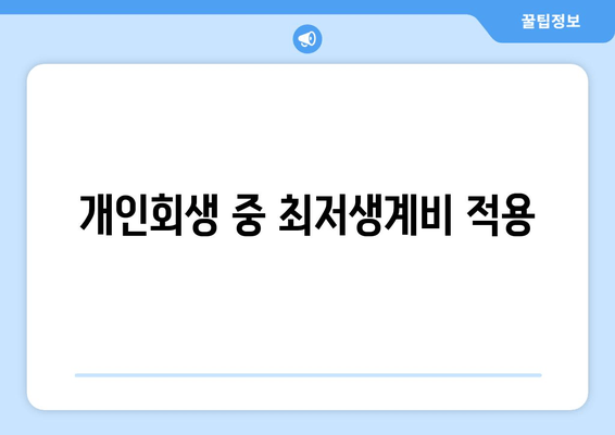 개인회생 중 최저생계비 적용