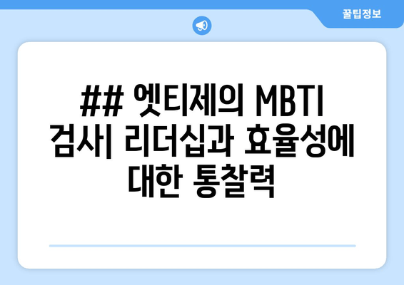 ## 엣티제의 MBTI 검사| 리더십과 효율성에 대한 통찰력