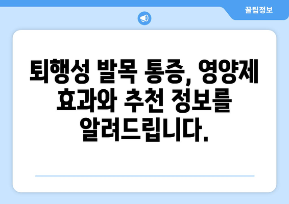 퇴행성 발목 통증 완화| 영양제가 효과적인 이유와 추천 | 퇴행성 발목 통증, 영양제, 건강 관리, 통증 완화