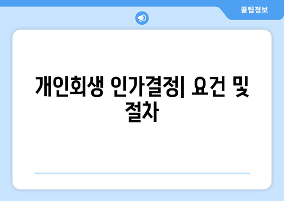 개인회생 인가결정| 요건 및 절차