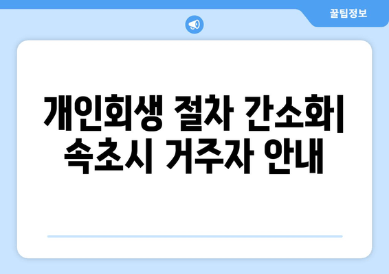 개인회생 절차 간소화| 속초시 거주자 안내