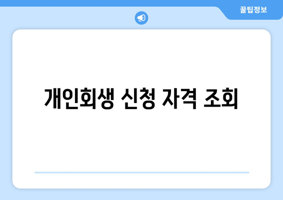 개인회생 신청 자격 조회