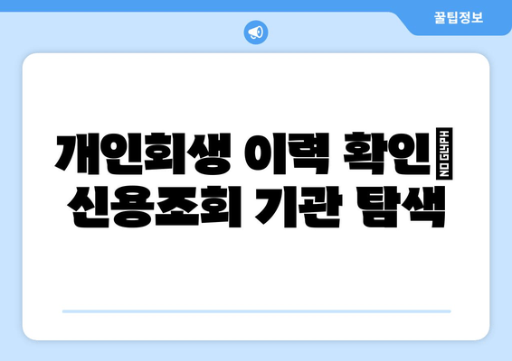 개인회생 이력 확인| 신용조회 기관 탐색