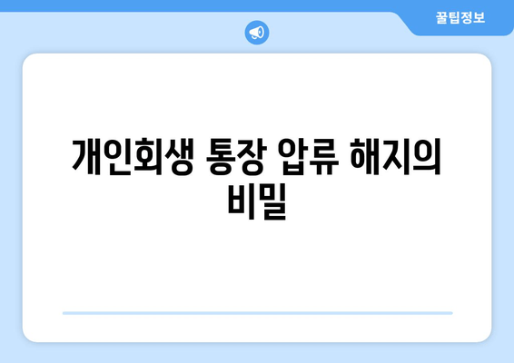 개인회생 통장 압류 해지의 비밀