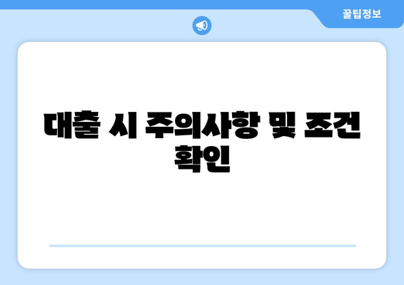 대출 시 주의사항 및 조건 확인