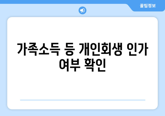 가족소득 등 개인회생 인가 여부 확인