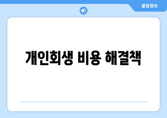 개인회생 비용 해결책