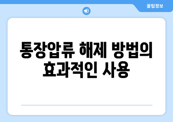 통장압류 해제 방법의 효과적인 사용