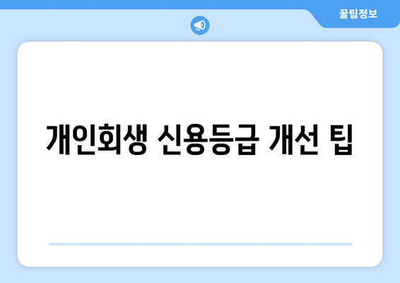 개인회생 신용등급 개선 팁