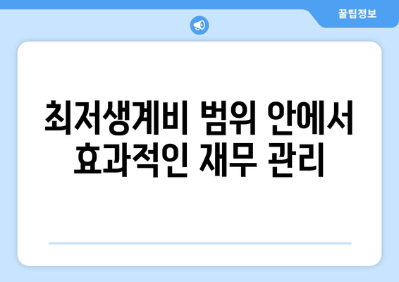 최저생계비 범위 안에서 효과적인 재무 관리