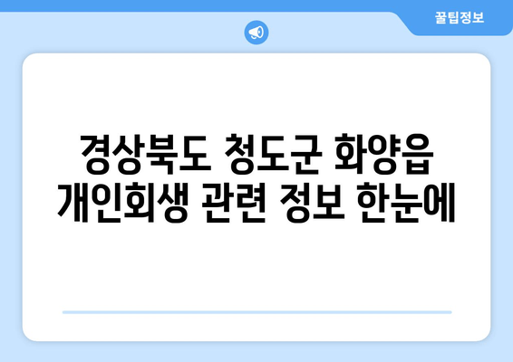 경상북도 청도군 화양읍 개인회생 관련 정보 한눈에