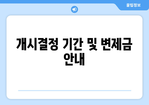 개시결정 기간 및 변제금 안내