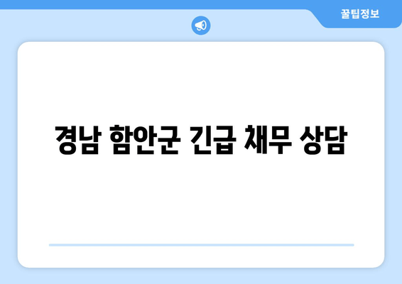 경남 함안군 긴급 채무 상담