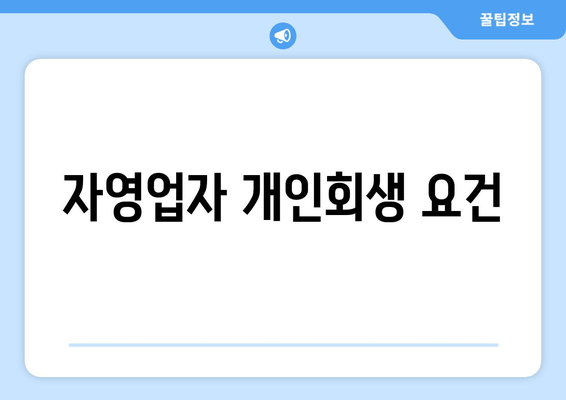 자영업자 개인회생 요건