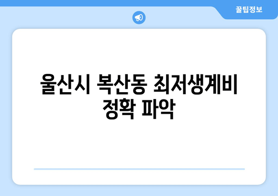 울산시 복산동 최저생계비 정확 파악