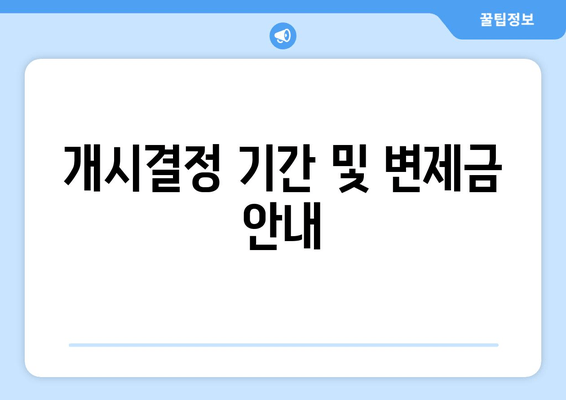 개시결정 기간 및 변제금 안내