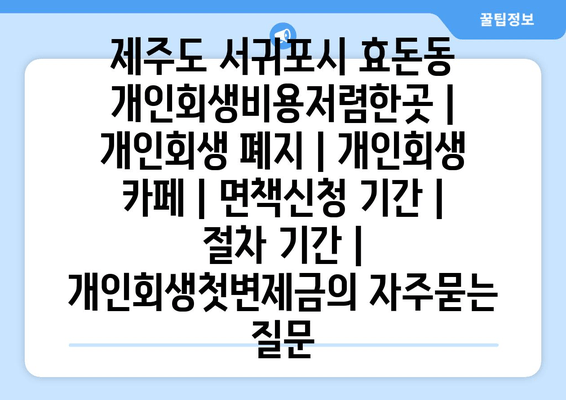 제주도 서귀포시 효돈동 개인회생비용저렴한곳 | 개인회생 폐지 | 개인회생 카페 | 면책신청 기간 | 절차 기간 | 개인회생첫변제금