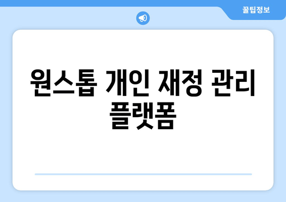 원스톱 개인 재정 관리 플랫폼