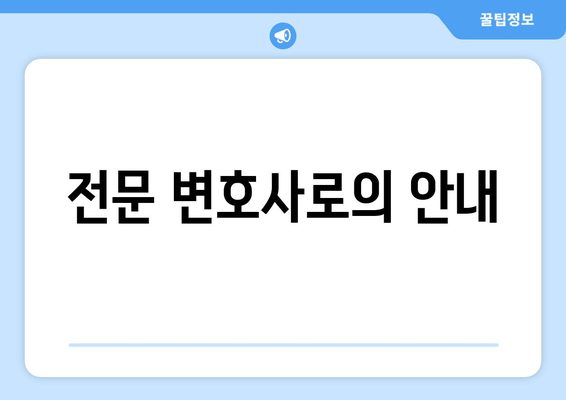 전문 변호사로의 안내