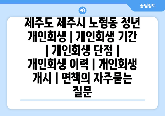 제주도 제주시 노형동 청년 개인회생 | 개인회생 기간 | 개인회생 단점 | 개인회생 이력 | 개인회생 개시 | 면책