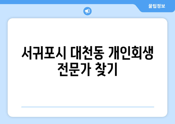 서귀포시 대천동 개인회생 전문가 찾기