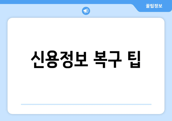 신용정보 복구 팁