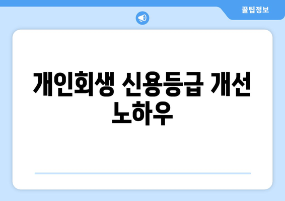 개인회생 신용등급 개선 노하우