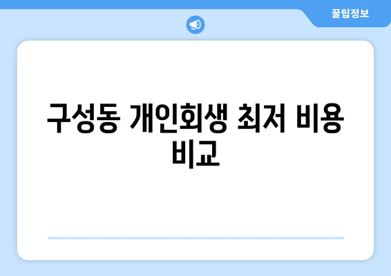 구성동 개인회생 최저 비용 비교