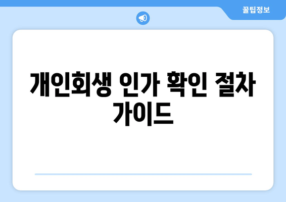 개인회생 인가 확인 절차 가이드