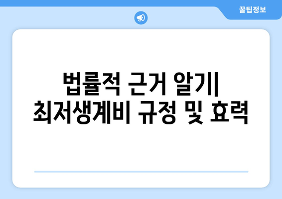 법률적 근거 알기| 최저생계비 규정 및 효력