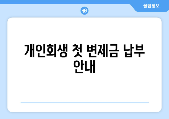 개인회생 첫 변제금 납부 안내