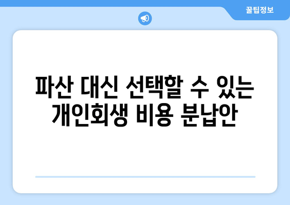 파산 대신 선택할 수 있는 개인회생 비용 분납안