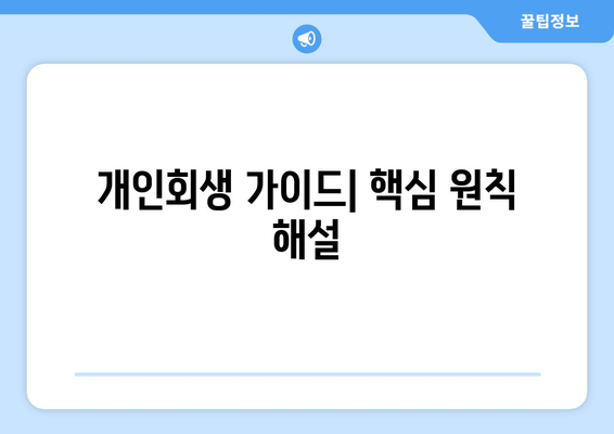 개인회생 가이드| 핵심 원칙 해설