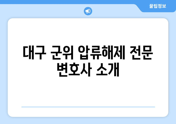 대구 군위 압류해제 전문 변호사 소개