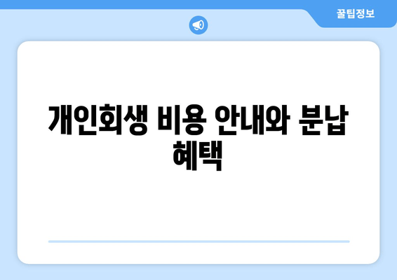 개인회생 비용 안내와 분납 혜택