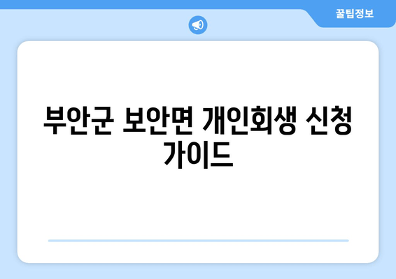 부안군 보안면 개인회생 신청 가이드