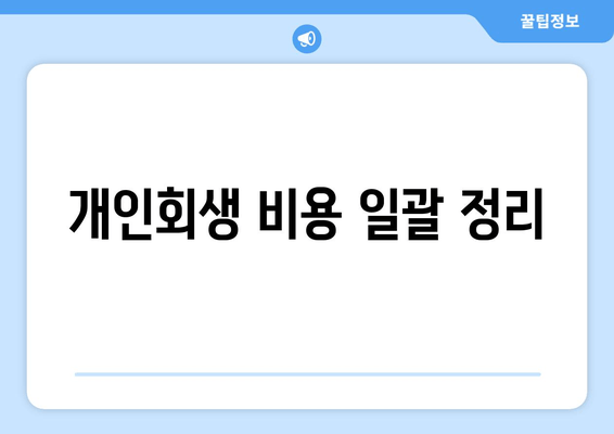 개인회생 비용 일괄 정리