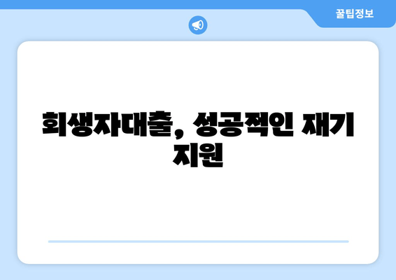 회생자대출, 성공적인 재기 지원