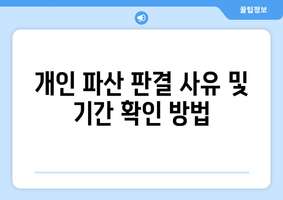 개인 파산 판결 사유 및 기간 확인 방법