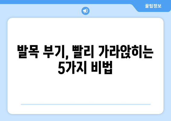 발목 부기, 아픔 해결하는 5가지 방법 | 발목 통증, 붓기 완화, 운동, 재활